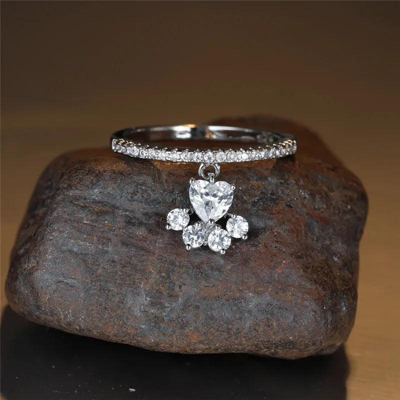 Anillo de Huella y Corazón – Diseño en Oro y Plata