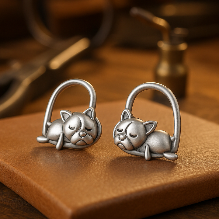 Pendientes de Stud de Perro Dormido en Plata de Ley 925