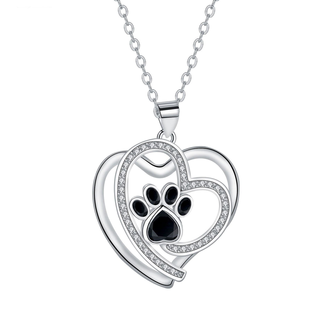 Collar Zilver con Huella de Patas y Zirconia