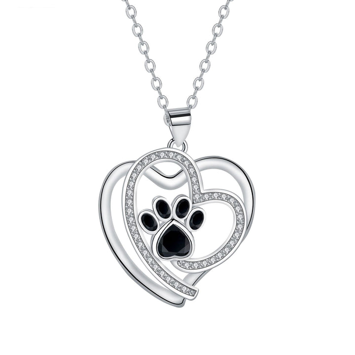 Collar Zilver con Huella de Patas y Zirconia