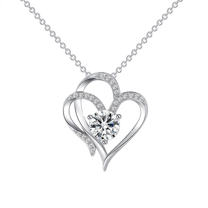 Collar Ajustable para Mujeres con Doble Corazón y Zirconia