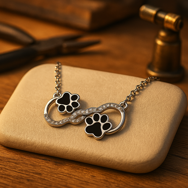 Infinito Amor - Colgante de Huella Canina con Piedras de Circonita