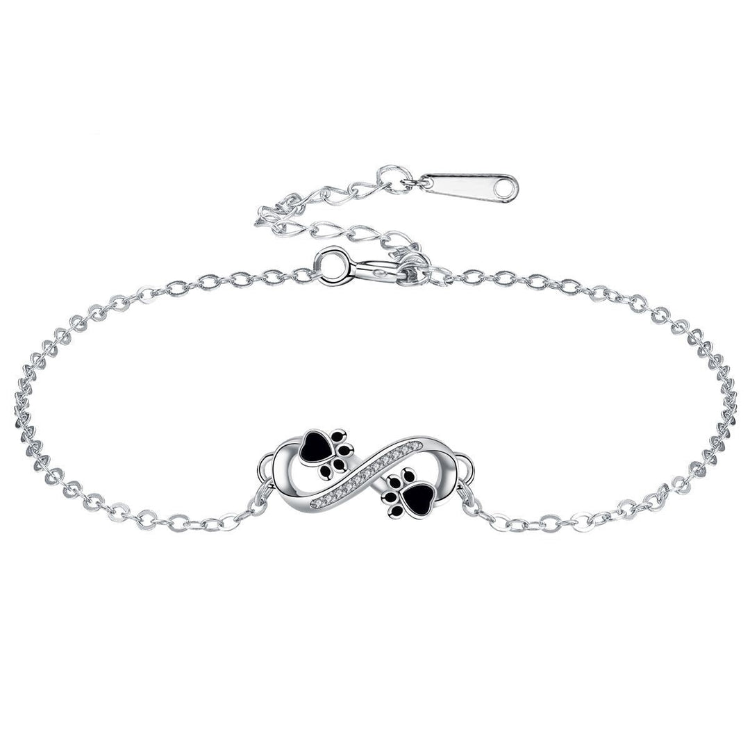 Pulsera con Charm de Huella y Símbolo de Infinito en Circonitas