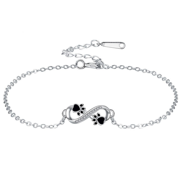 Pulsera con Charm de Huella y Símbolo de Infinito en Circonitas