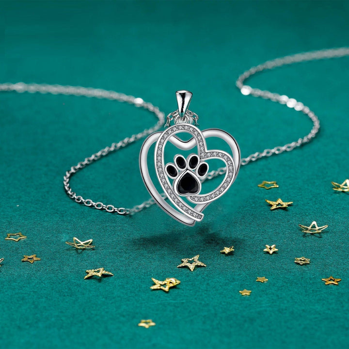 Collar Zilver con Huella de Patas y Zirconia