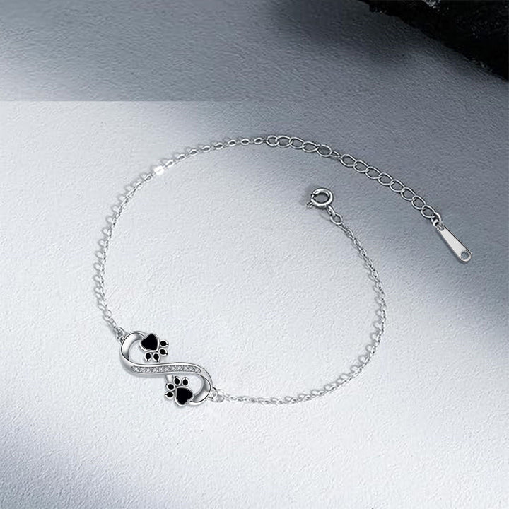 Pulsera con Charm de Huella y Símbolo de Infinito en Circonitas