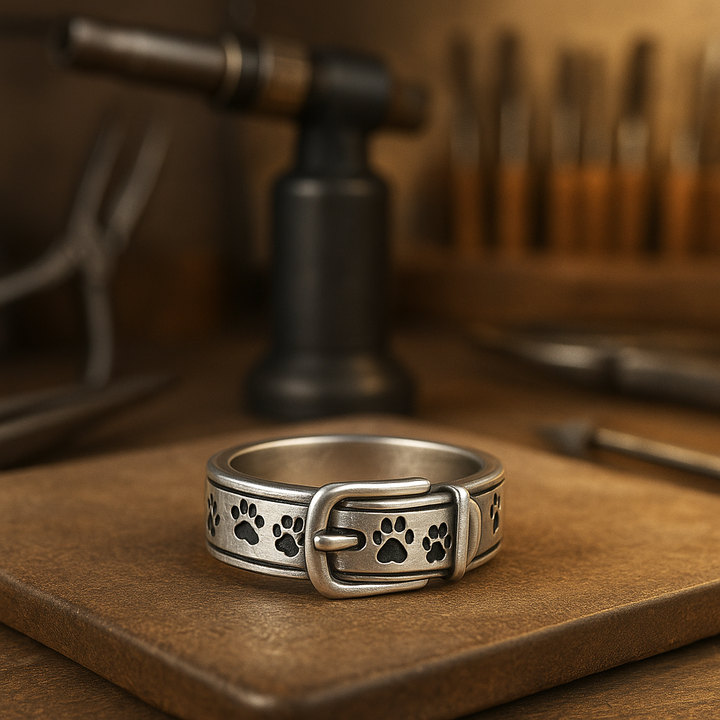 Anillo Divertido y Sofisticado con Diseño de Collar de Perro