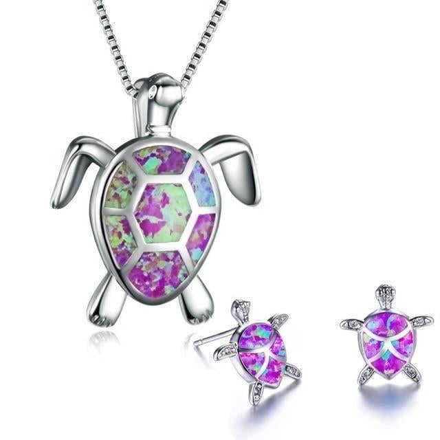 Conjunto de Algas Marinas – Collar y Pendientes de Plata con Ópalo