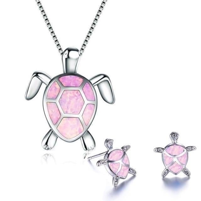Conjunto de Algas Marinas – Collar y Pendientes de Plata con Ópalo